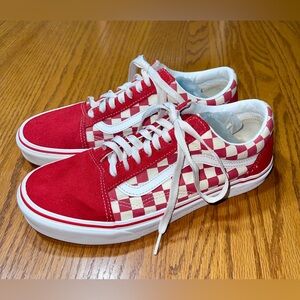 vans sk8 low checkered red shoes
